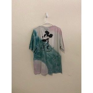 zara mens white pink green tie dye disney mickey tshirt size L
